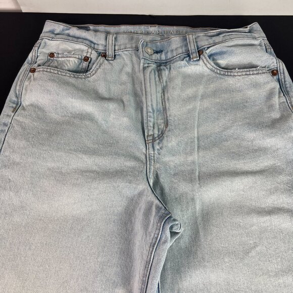 American Eagle Jean Women 32x31* Highest Rise Baggy Straight Blue Denim Tag 10 R - Picture 4 of 16